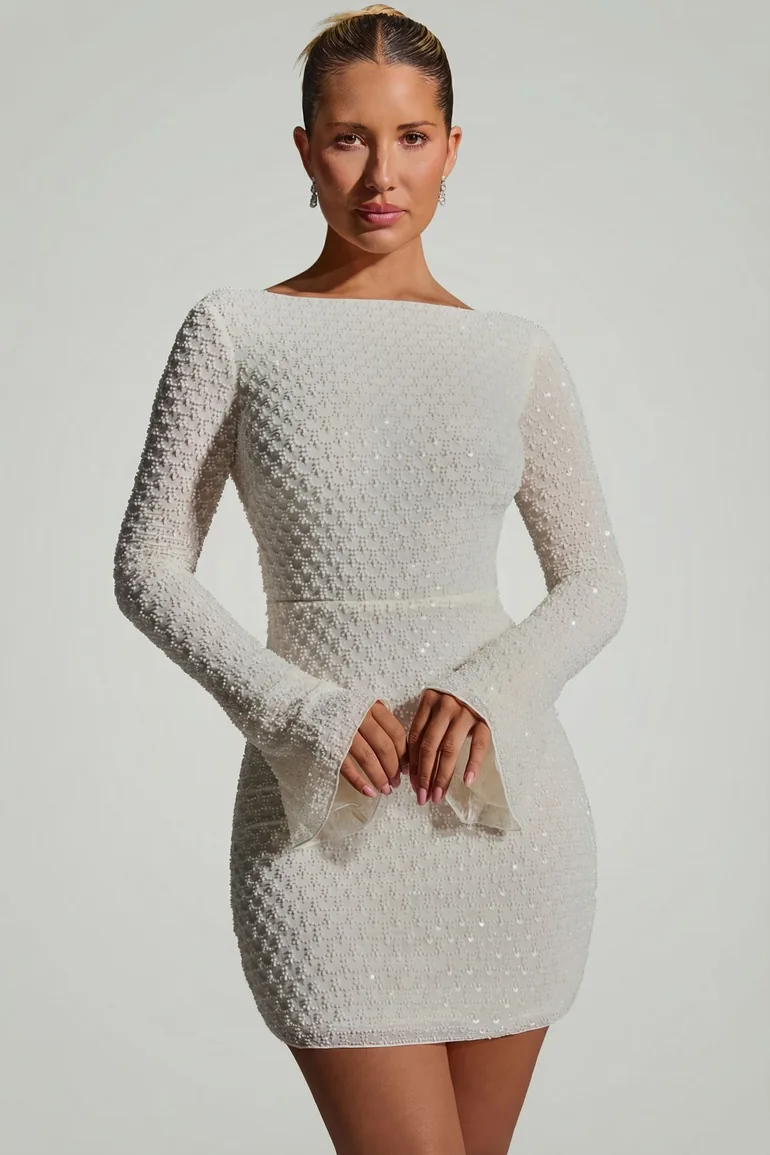 open-back a-line mini dress in white Arisha Open Back A-Line Mini Dress White