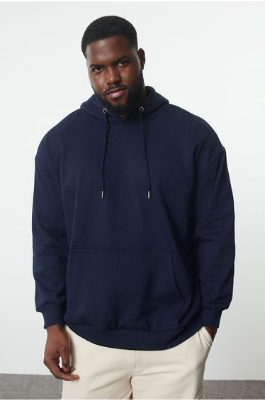Plus Size Navy Blue Oversize/Wide Cut Text Printed