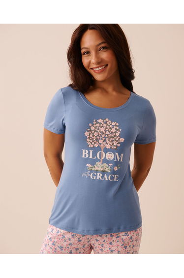 Pink Floral Print Soft Jersey T-shirt