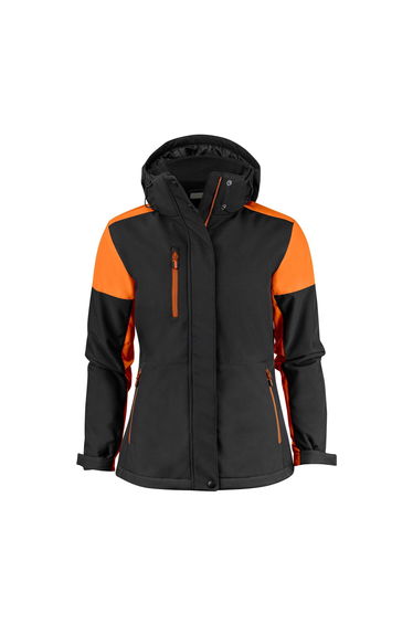 Printer Womens/Ladies Padded Soft Shell Jacket - Black/Orange