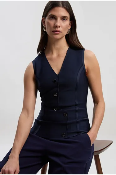 Figure Form Bandage Button Through Top