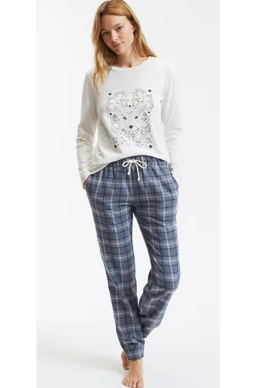 بيجاما قطن باللون الازرق