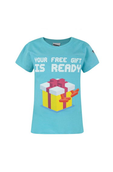 Crossy Road Childrens/Girls Official Free Gift Short Sleeved T-Shirt - Solid Blue