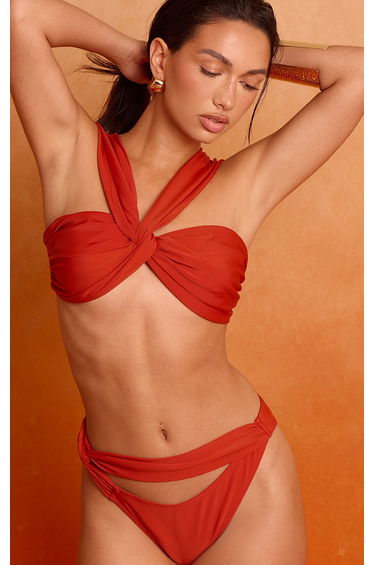 Rust Ruched Bust Bikini Top