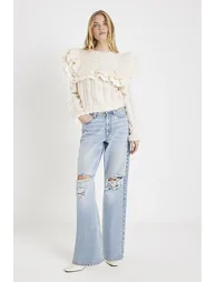 Cream Frill Shoulder Jumper - 1