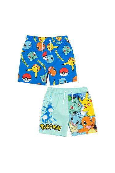 Pokemon Boys Swim Shorts (Pack of 2) - Light Blue/Vibrant Blue