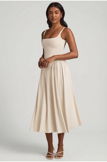 Modal A-Line Midaxi Dress in Ivory