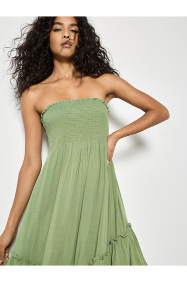 Smocked Bandeau Midi Dress
