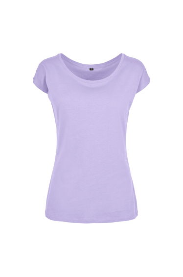 Womens/Ladies Wide Neck T-Shirt - Lilac