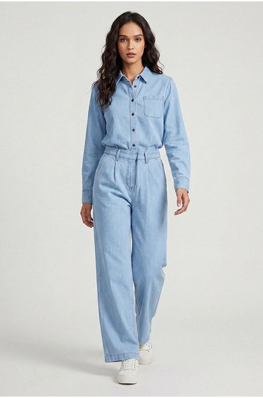 Wide Leg Denim Trousers