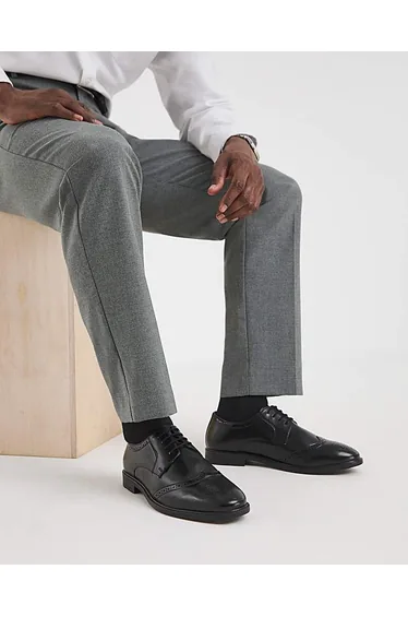 Leather Look Formal Brogue Extra Wide