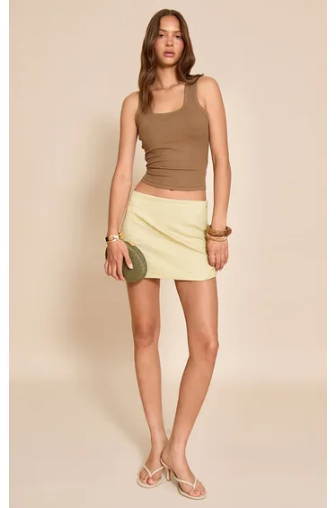 Sage Green Textured Mini Skirt