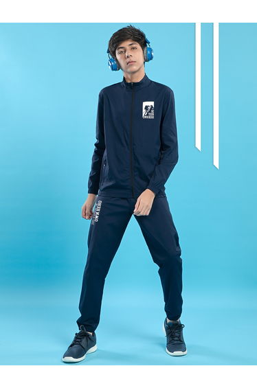 Graphic Print High Neck Jacket with Zipper Detail
