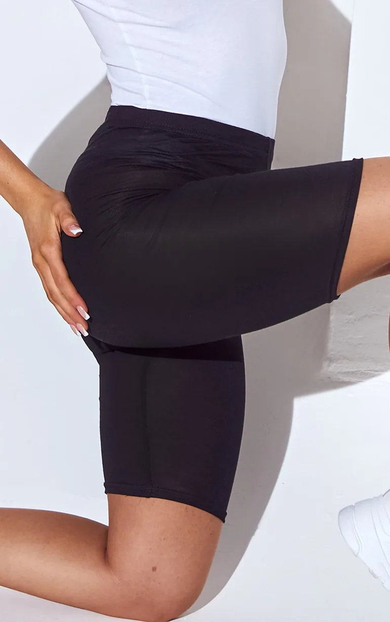 Essential Black Cotton Blend Cycle Shorts - 4