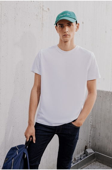 Cotton Slim Fit Slim Fit Crew Neck White T-Shirt