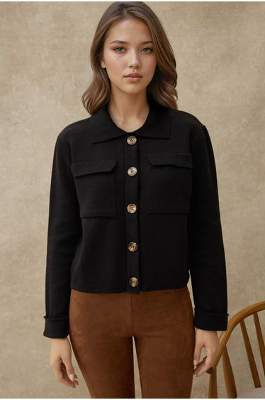 Buttoned Cardigan with Pockets