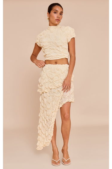 Petite Almond Textured Open Back Top