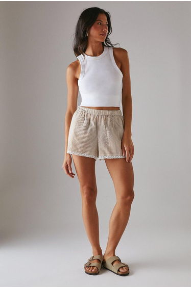 Seersucker Stripe Frill Pyjama Shorts