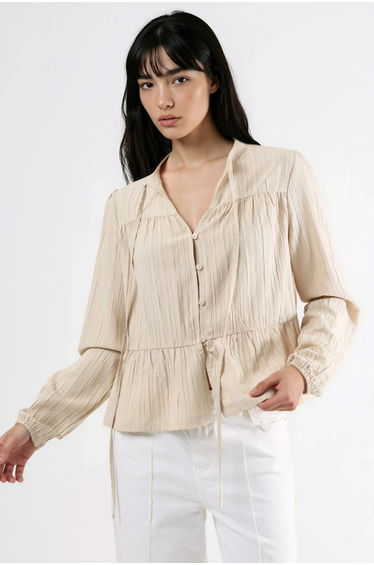 Long Sleeve Tippet Collar Blouse