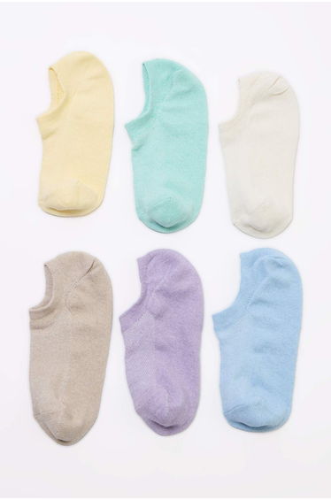 Lilac-Blue-Green 8-Piece Plain Jacquard Knitted Socks