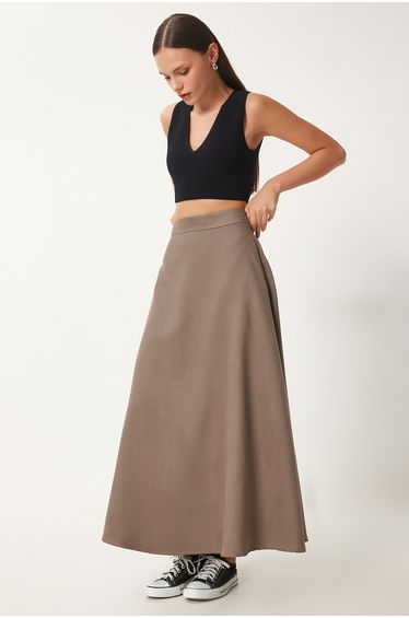 Women's Mink Pocket Jacquard Suede Flared Skirt