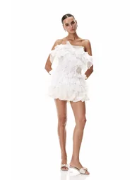 Cevahir Embroidered Ruffle Corset Mini Dress