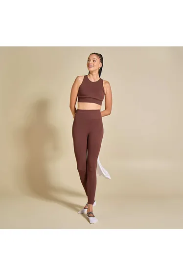 Ribbed Sports Leggings BROWN