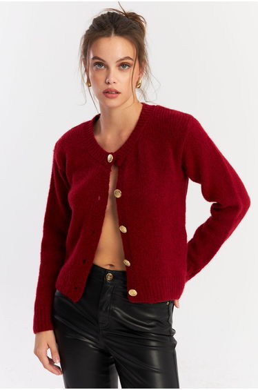 Women's Claret Red Cardigan