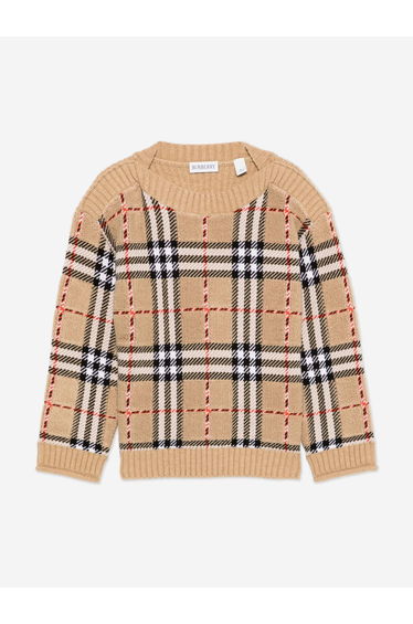 Burberry Boys Patrick Check Jumper in Beige