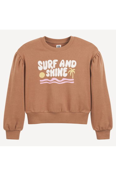Slogan Print Sweatshirt with Crew Neck