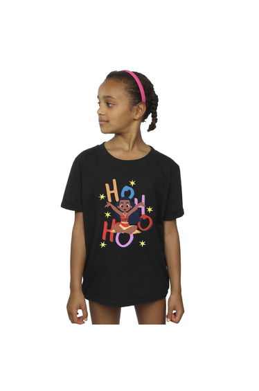 Moana Girls Ho Ho Ho Cotton T-Shirt - Black