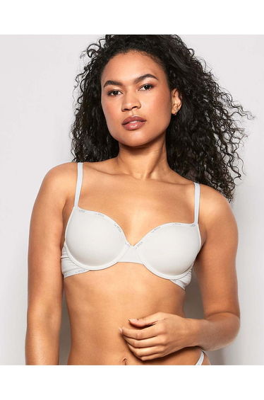 Lightly Lined Demi Logo Bra in Ivory