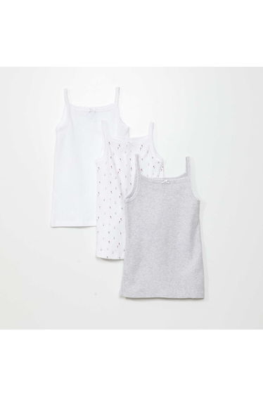 Pack of 3 pointelle knit vest tops FLOWERS