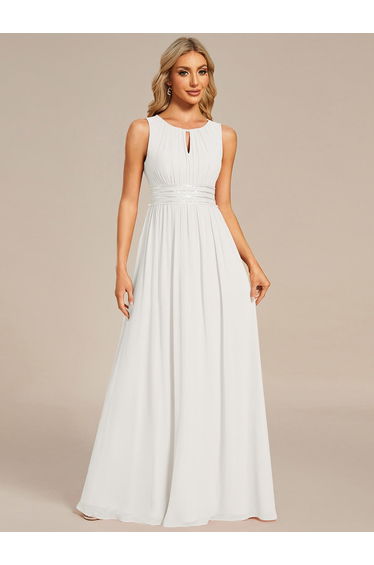ever KALIA|Simple Sleeveless A-line Chiffon Bridesmaid Dress with Hollow Out Detail