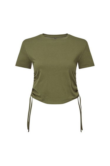 TriDri Womens/Ladies Ruched Crop Top - Olive