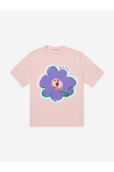 MARNI Girls Flower Print T-Shirt in Pink
