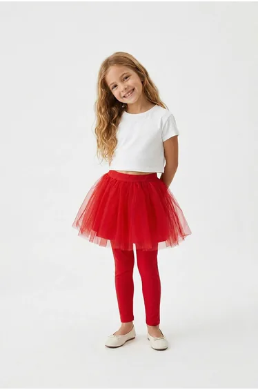 Red Short / Mini Straight Woven Skirt