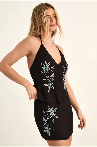 Western Embroidered Mini Skirt