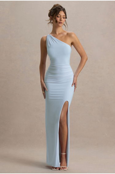 Dressing Up | Powder Blue One Shoulder Maxi Dress With Open Back Detail