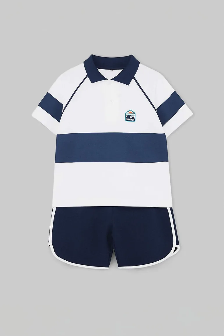 Navy Blue Striped Knitted Bottom - Top Set
