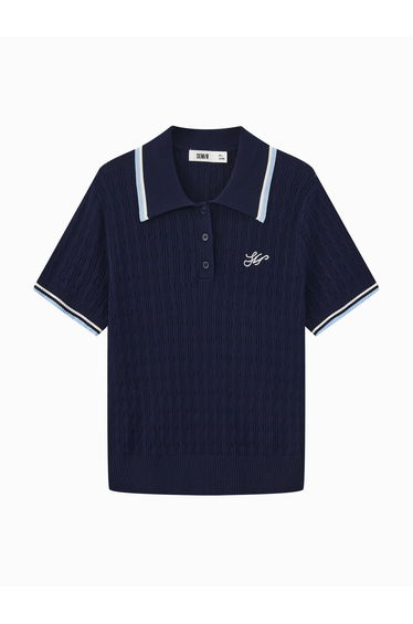 Women's Knit Polo Collar Top
