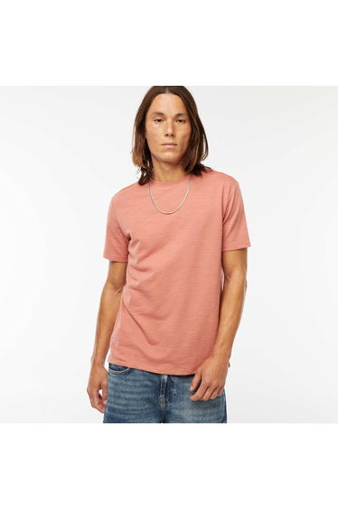 Short-sleeved textured knit T-shirt PINK