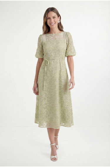 Petite Burn Out Floral Organza Midi Dress