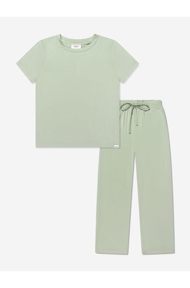 Calmm Kids Short Sleeve Loungewear in Green