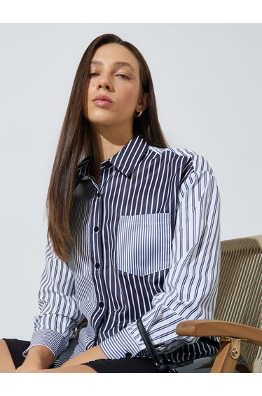 Black Striped Oversized Shirt