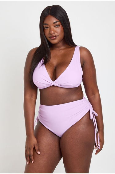 Plus Swimwear Essentials Tummy Control High Waist Brief - lilac