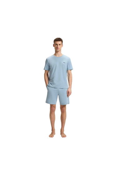 Boss Mens Mixmatch Crew Neck Short-Sleeved T-Shirt - Blue
