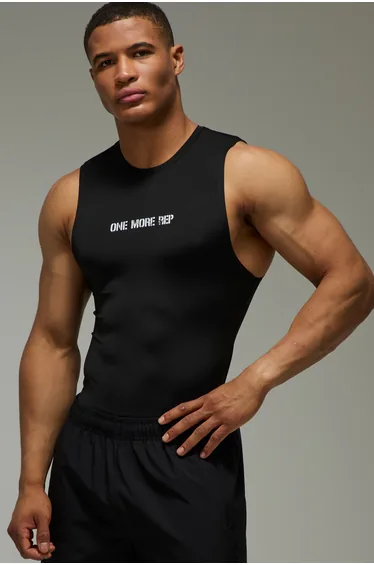 One More Rep Performance Muscle Fit Tank - black