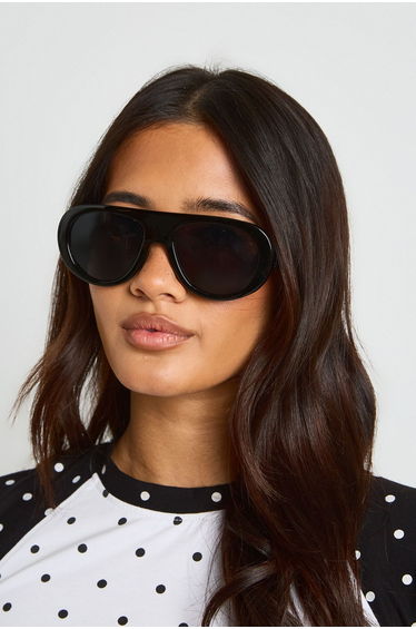 Oversized Aviator Sunglasses - black