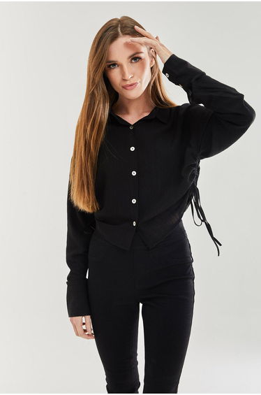Women's Black Tie Side Blouse